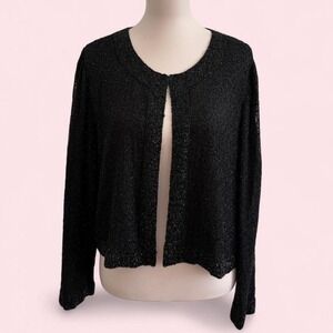 Vintage Sténay Black Beaded Cardigan‎ Jacket Medium